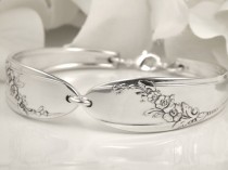 wedding photo - Spoon Bracelet, Spoon Jewelry, PERSONALIZED Bracelet, FREE ENGRAVING, Silverware Bracelet, Bridesmaid Bracelet - 1946 Queen Bess