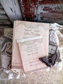 wedding photo - Vintage Lace Wedding Invitation Handmade by avintageobsession on etsy