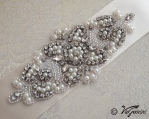 wedding photo - Bridal sash, rhinestones and pearl sash, wedding sash, jeweled sash belt