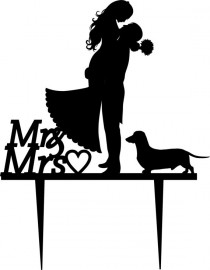 wedding photo - Wedding Cake Topper Silhouette Groom and Bride, Acrylic Cake Topper