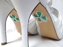 wedding photo - Irish Wedding Shoe Appliques - SHAMROCK - IRISH - CELTIC Rhinestone Shoe Decals for your Wedding Shoes
