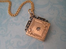 wedding photo - Antique Locket, Diamond Watch Fob Locket with Fancy Swirls, Gold Filled, Wedding Locket, Gift for Her, Bridal Jewelry