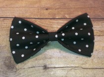wedding photo - Black and White Polka Dots Bow Tie, Clip, Headband or Pet