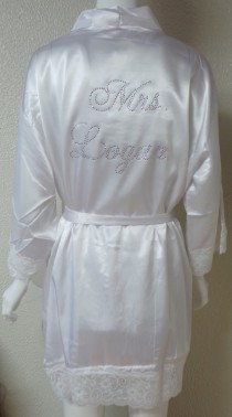 wedding photo - Mrs. / Last Name Robe. Personalized Robe. Personalized Last Name Robe. Bridal Gift. Customized Mrs. Satin Robe.