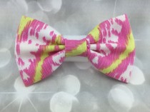 wedding photo - Pink Lemonade Ikat Small Pet Dog Cat Bow / Bow Tie