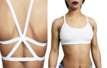 wedding photo - White X Cage Back Strappy Festival Cropped Bralette Top