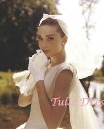 wedding photo - Audrey Hepburn in Wedding Dress with Veil Holding a Dove in Color Photograph (various sizes and custom stationary)
