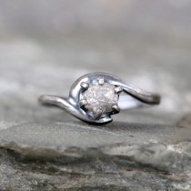 wedding photo - Raw Diamond Ring - Uncut Rough Diamond Gemstone - Diamond Engagement Rings - Conflict Free - Raw Gemstone - April Birthstone - Promise Ring