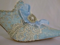 wedding photo - Marie Antoinette themed wedding shoes in pale blue and  silver sparkles
