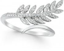 wedding photo - wrapped™ Diamond Leaf Ring in 10k White Gold (1/6 ct. t.w.)