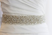 wedding photo - Luxury Bridal pearl crystal sash, 22" long x 2" wide crystal bridal belt, beaded wedding belt - KATE DELUX - ships in 1 week