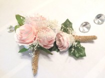 wedding photo -  Peony boutonniere and corsage, Pink filter paper Groom boutonniere, Prom corsage, Prom boutonniere, Fake Flower Corsages, Peony corsages