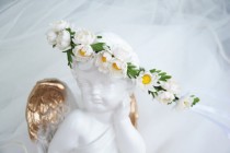 wedding photo - Floral wedding headpiece, Bridal hair acessories, Chamomile bridal headband, silk flower, bridal hair flower, rustic wedding
