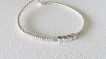 wedding photo - Silver nugget bracelet, grey bracelet, seed bead jewelry, seed bead bracelet, minimalist bracelet,beaded bracelet,bridesmaid gift, modern