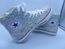 wedding photo - AB bling Wedding Converse Shoes rhinestone sparkle Bridal Converse Shoes crystal bling sneakers