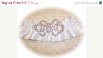 wedding photo - ON SALE White Satin Wedding Garter - bridal lingerie RB 494
