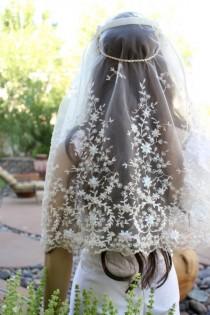 wedding photo - Juliet  Bridal CAP "IVY" Wedding Veil,  Scalloped Lace and Sequins Bridal Cap Veil  by LasVegasVeils