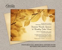wedding photo - Fall Rehearsal Dinner Invitation With Rustic Fall Leaves, DIY Printable Fall Leaves Wedding Rehearsal Invitation Cards