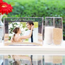 wedding photo - SALE!!!  Personalized Wedding Sand Ceremony Photo Vase Unity Set Alternative to Unity Candle Engagement Shower Gift