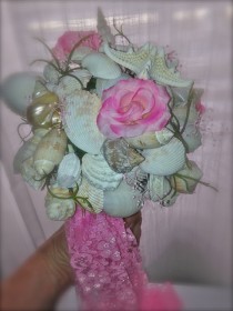 wedding photo - Wedding Starfish Pink Seashell Bouquet Bride Bridesmaids Beach Sea Shell