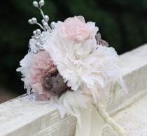 wedding photo - Feather Flower Bouquet with Fabric Flower and Berry Fillers   3 Tutorial Patterns w/  Accessories (headband) Tutorials  - Instant Download