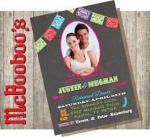 wedding photo - Chalkboard Mexican Fiesta Rehearsal Dinner Invitations with photo of the couple