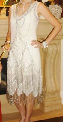 wedding photo - Stunning Great Gatsby Dress, 1920 Style, Flapper, Sequins And Beads - Size Small