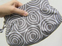 wedding photo - BRIDESMAIDS CLUTCH Janbag Wristlet  bridal wedding cosmetic gift for her zipper - Swirly circles in gray
