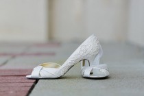 wedding photo - Ivory Wedding Shoes - Ivory Bridal Shoes, Wedding Shoes, Ivory Heels with Ivory Lace. US Size 7.5