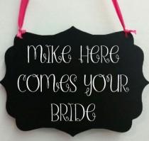 wedding photo - Here comes your bride signs- chalkboard wedding signs - ring bearer signs- wedding signs- ring bearer- chalkboard signs-