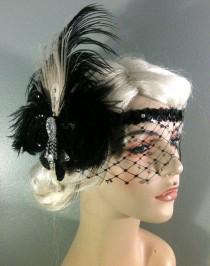 wedding photo -  Great Gatsby Headband, Flapper Headband, Downton Abbey, Headband, 1920s Head Piece, Art Deco Headband, Rhinestone Veil/Mask