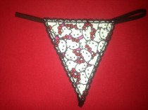 wedding photo - Womens HELLO KITTY PARTY G-String Thong Bachelorette Shower Gift Lingerie Panty Underwear