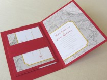 wedding photo - Italy Map Wedding Invitation Booklet - Vintage Map - Florence Tuscany Destination Sample