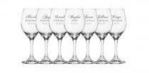 wedding photo - 9 Personalized Wine Glasses, Bridesmaid Wine Glasses, Gift for Bridesmaids, Etched Wine Glasses, Custom Wine Glasses, Wedding Wine Glasses