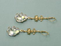 wedding photo - Crystal bridal earrings brass rhinestone vintage style jewel elegant pear drops wedding jewelry