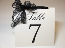 wedding photo - Lace Wedding Table Number Cards, Tent Style, by Lavender Paperie on Etsy
