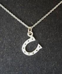 wedding photo - LUCKY Sterling Silver Horseshoe Pendant Necklace
