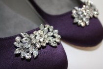 wedding photo - Wedding Flats - Flat Wedding Shoes - 14 Color Choices- Swarovski Sparkling Crystal - Ballet Flats- Purple Flats - Bridal Flat Shoes