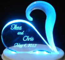 wedding photo - Open Heart Wedding Cake Topper with Frosted, Clear  or Colored Accent Piece.