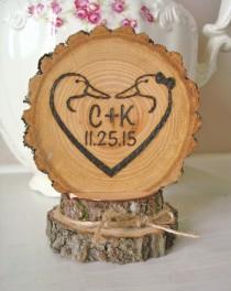 wedding photo - Rustic Wedding Cake Topper Ducks Personalized Duck Wood Burned Country