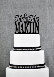 wedding photo - Modern Last Name Wedding Cake Toppers, Unique Personalized Wedding Cake Topper, Elegant Custom Mr and Mrs Wedding Cake Toppers - S007