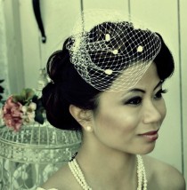 wedding photo - Petite 8 inch Birdcage Veil with Chenille Dots