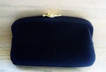 wedding photo - Vintage Clutch Purse Black Winter Wedding Special Occasion Event Gift fo Her Christmas Birthday