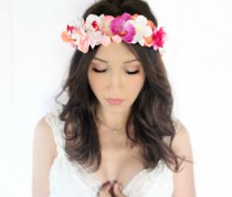 wedding photo - Tropical Flower Crown, Orchids, Wedding Headpiece, Bridal Tiara, Hair Flower, beach, destination - SAND - by DeLoop