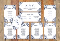 wedding photo - Wedding Seating Chart Template - Download Instantly - EDIT YOURSELF -Nadine (Navy)  - Microsoft Word Format