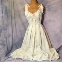 wedding photo - Ready To Ship Size L, XL,  Boho Wedding Dress Midi Cream Bridal Gown Handmade Eco Corset Cottage Roses