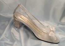 wedding photo - Glass Slipper Cinderella Shoes, Crystal Heels, Clear Shoes, Glass Wedding Shoes, Cinderella Bride