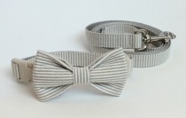 wedding photo - Khaki Seersucker Collar and Leash Set, Wedding Set