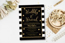 wedding photo - Bubbly and Brunch Bridal Shower Invitation, Bubbly Brunch Invitation, Bridal Shower Invitation, gold and black