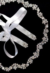 wedding photo -  Floral Bridal Tiara, Crystal Crown, Rhinestone Headband, Silver Headpiece, Gold Wreath, ROXANNA